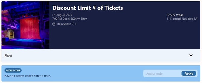 Access Code Page