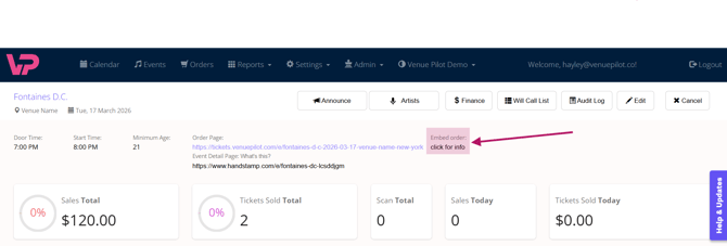 embed ticket page