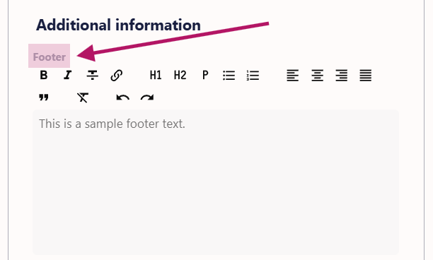 footer text edit