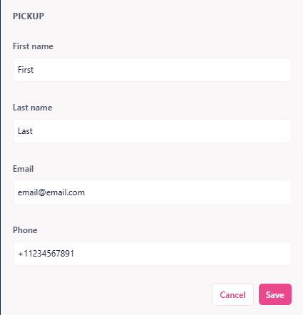 order pickup name