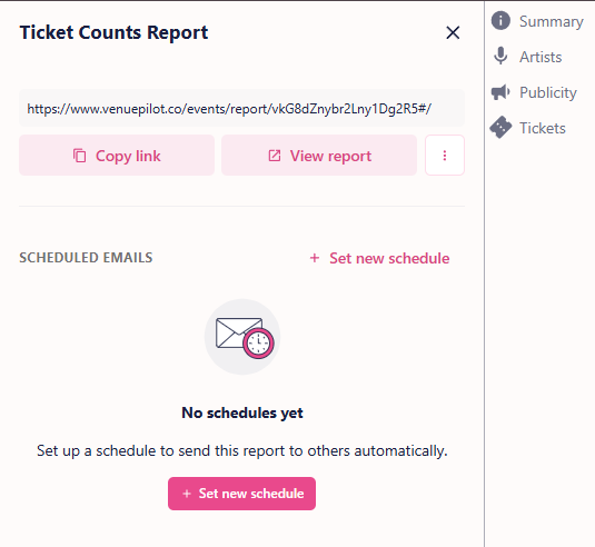 ticket counts report